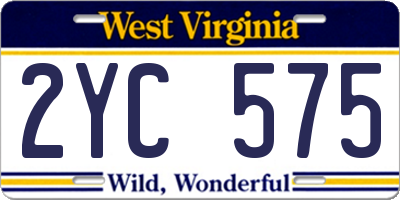 WV license plate 2YC575