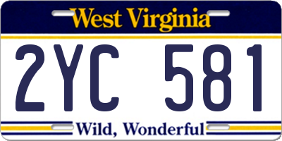 WV license plate 2YC581