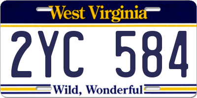 WV license plate 2YC584