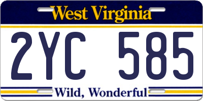 WV license plate 2YC585