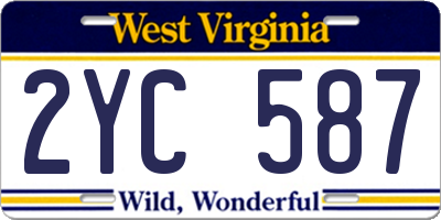 WV license plate 2YC587
