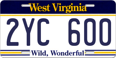 WV license plate 2YC600