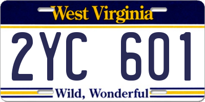 WV license plate 2YC601
