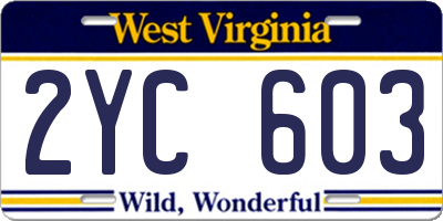 WV license plate 2YC603