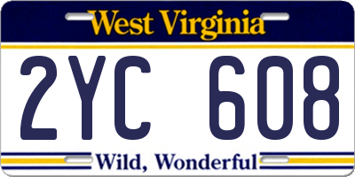 WV license plate 2YC608