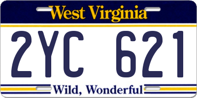WV license plate 2YC621