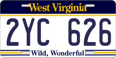 WV license plate 2YC626