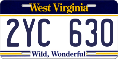 WV license plate 2YC630