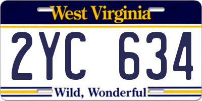 WV license plate 2YC634