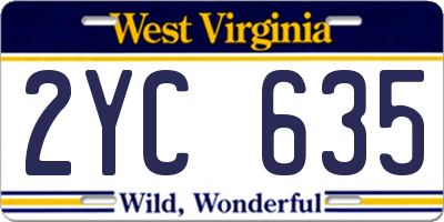 WV license plate 2YC635