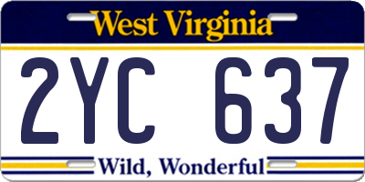 WV license plate 2YC637