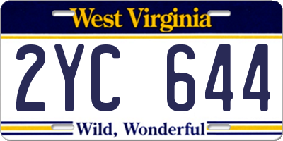 WV license plate 2YC644