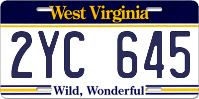 WV license plate 2YC645