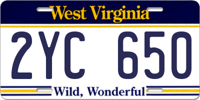 WV license plate 2YC650