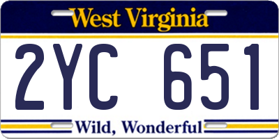 WV license plate 2YC651