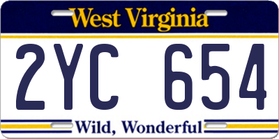 WV license plate 2YC654