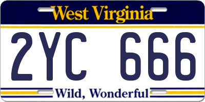 WV license plate 2YC666