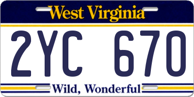 WV license plate 2YC670