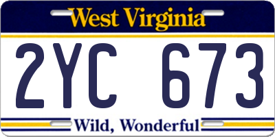 WV license plate 2YC673