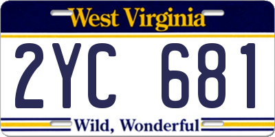 WV license plate 2YC681