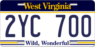 WV license plate 2YC700