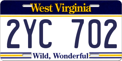 WV license plate 2YC702