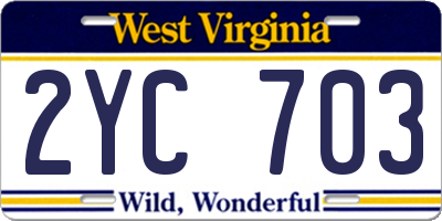 WV license plate 2YC703