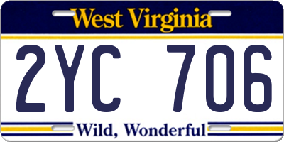 WV license plate 2YC706