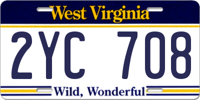 WV license plate 2YC708