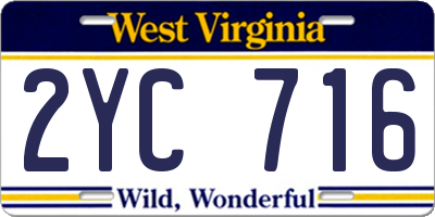 WV license plate 2YC716