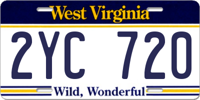 WV license plate 2YC720