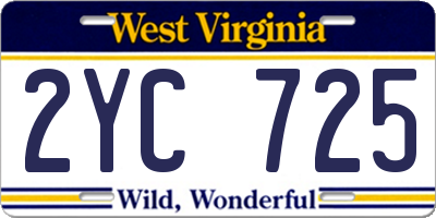 WV license plate 2YC725