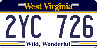 WV license plate 2YC726