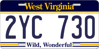 WV license plate 2YC730