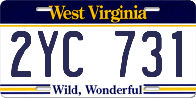 WV license plate 2YC731