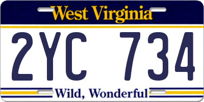 WV license plate 2YC734
