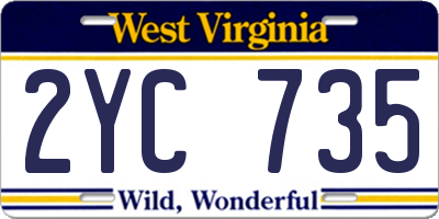 WV license plate 2YC735