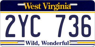 WV license plate 2YC736