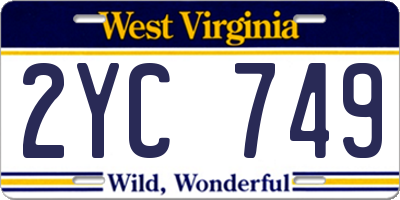 WV license plate 2YC749
