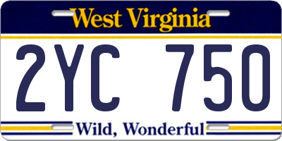 WV license plate 2YC750