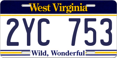 WV license plate 2YC753