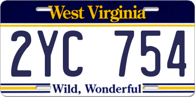 WV license plate 2YC754