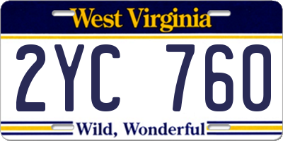 WV license plate 2YC760