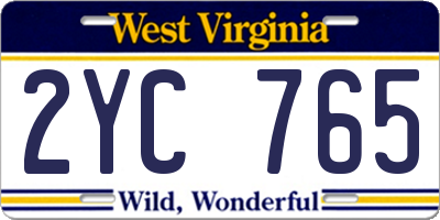 WV license plate 2YC765