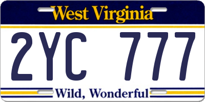 WV license plate 2YC777