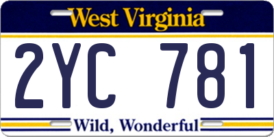 WV license plate 2YC781