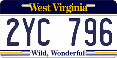 WV license plate 2YC796