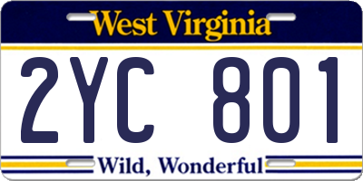 WV license plate 2YC801