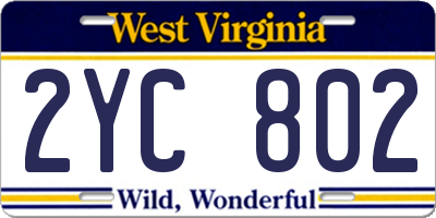 WV license plate 2YC802