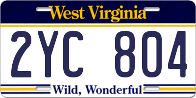 WV license plate 2YC804